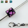 Sterling Silver Dichroic Glass Bead Heart Necklace (Mexico)