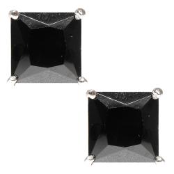 Sterling Silver Black Cubic Zirconia Stud Earrings
