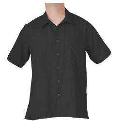 Men's Organic Cotton Black Short Sleeve Button-front Shirt (Guatemala)