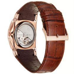 Skagen Men's 'Leather' Rose Goldplated Automatic Watch