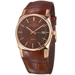 Skagen Men's 'Leather' Rose Goldplated Automatic Watch