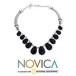 Sterling Silver 'Regal India' Onyx Choker (India)