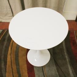 Immer White Wood and Steel Mid-Century End Table
