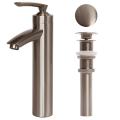 Geyser Brushed Nickel Bathroom Vessel Faucet with Pop-up Drain