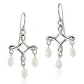 Sterling Silver White Freshwater Pearl Chandelier Earrings (4-5 mm)