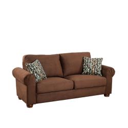 Owen Dark Brown Microfiber Rolled Arm Sofa