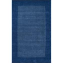 Hand-loomed Bordered Blue Wool Rug (12' X 15')
