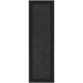 Hand-loomed Bordered Charcoal Wool Rug (2'6 x 8')