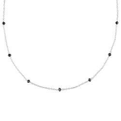 Sterling Silver 1ct TDW Black Diamond Station Necklace