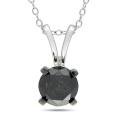 Sterling Silver 2ct TDW Black Diamond Solitaire Necklace