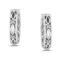 10k White Gold 1/10ct TDW Diamond Filigree Hoop Earrings (G-H, I2-I3)