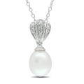 Sterling Silver White Freshwater Pearl and Diamond Accent Necklace