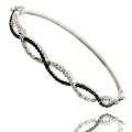 Sterling Silver 1/4ct TDW Black and White Diamond Bangle Bracelet (I-J, I2-I3)