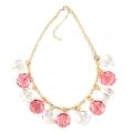 Goldtone Pink and Clear Plastic Bead Necklace
