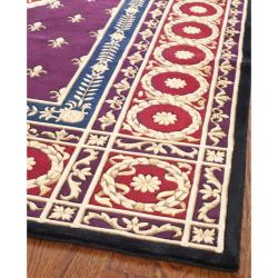 Asian Hand-knotted Fleur-de-lis Royal Purple Wool Rug (6' x 9')