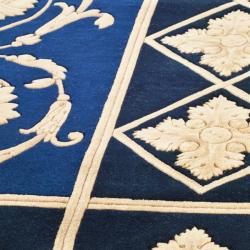 Asian Hand-knotted Majesty Royal Blue Wool Rug (10' Square)