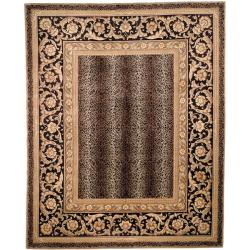Asian Hand-knotted Leopard Beige/ Black Wool Rug (8' x 10')