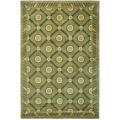 Asian Hand-knotted Trellis Green Wool Rug (4' x 6')