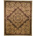 Asian Hand-knotted Royal Crest Beige/ Purple Wool Rug (8' Square)