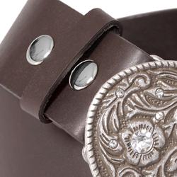 Journee Collection Women's Rhinestone Detail Buckle Leather Belt