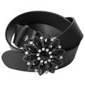 Journee Collection Women's Rhinestone Detail Buckle Leather Belt