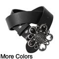 Journee Collection Women's Flower Buckle Leather Belt