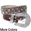 Journee Collection Women's Rhinestone Detailed Leather Belt