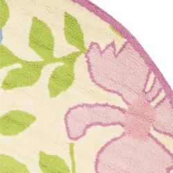 Handmade Children's Flowers Ivory New Zealand Wool Rug (6' Round)