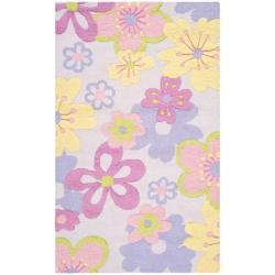 Handmade Children's Daisies Violet New Zealand Wool Rug (3' x 5')