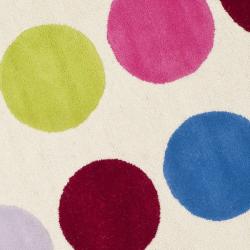 Handmade Children's Pokka Dots Ivory N. Z. Wool Rug (4' Round)