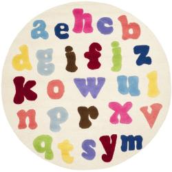 Handmade Children's Alphabet Ivory N. Z. Wool Rug (4' Round)