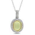 New York Gems Sterling Silver Green Amethyst and Cubic Zirconia Necklace