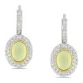 New York Gems Sterling Silver Green Amethyst and Cubic Zirconia Earrings
