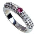 Sterling Silver Pink and White Crystal Ring
