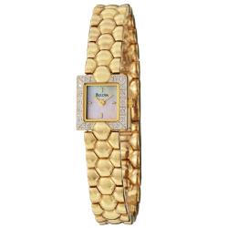 Bulova Women's 'Diamonds' Goldplated Steel Quartz Watch