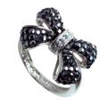 Sterling Silver Hematite Crystal Bow Ring
