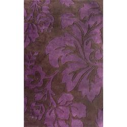 Handmade Alexa Pino Purple Floral Fantasy Rug (5' x 8')