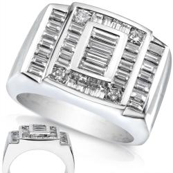 14k White Gold Men's 3 1/10ct TDW Diamond Band (G-H, VS1-VS2)