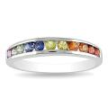 10k White Gold Multi-colored Sapphire Ring