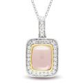 New York Gems Sterling Silver Pink Quartz and Clear Cubic Zirconia Fashion Necklace