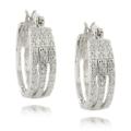 Sterling Silver Diamond Accent Triple Hoop Earrings