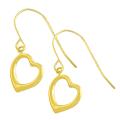 10k Yellow Gold Heart Dangle Earrings