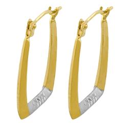 10k Two-tone Gold Cushion-shape Hoop Earrings