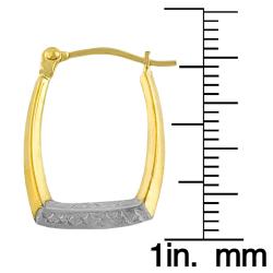 10k Two-tone Gold Cushion-shape Hoop Earrings
