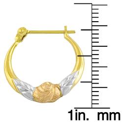 10k Tri-color Gold Flower Hoop Earrings