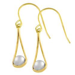 10k Two-tone Gold 5-mm Ball Teardrop Dangle Earrings