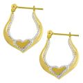 10k Two-tone Gold Heart Hoop Earrings