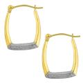 10k Two-tone Gold Cushion-shape Hoop Earrings