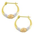 10k Tri-color Gold Flower Hoop Earrings