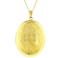 Sterling Silver/ 14k Gold Engraved Oval Locket Necklace